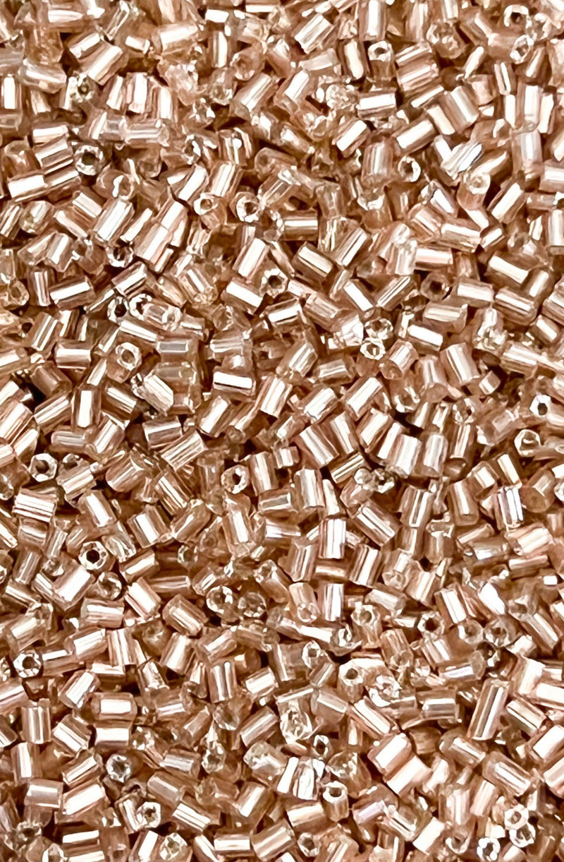 2x2mm Dusty Rose Silver Lined Glass Bugle Seed Beads