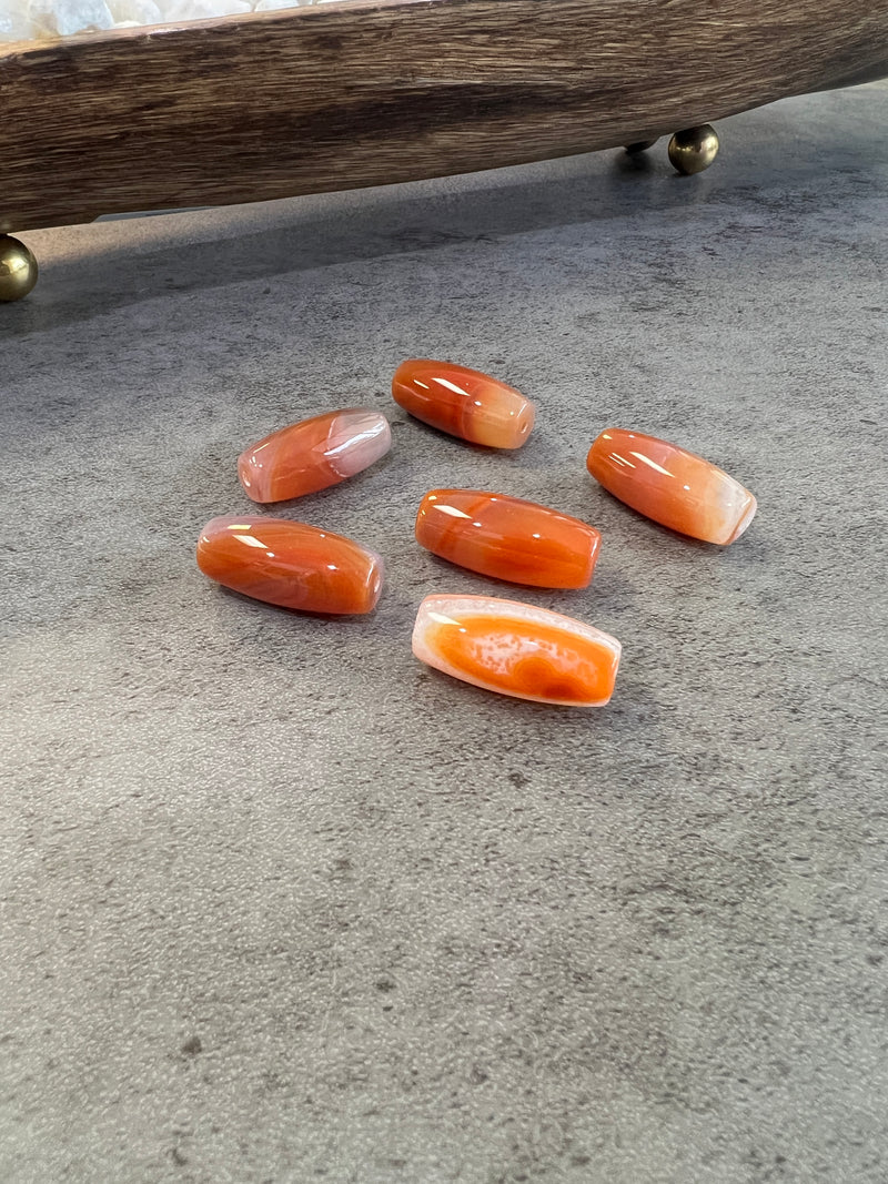 30mm Smooth Banded Agate Gemstone Focal Beads | Orange Beads | DIY Jewelry Designs | 1 Bead