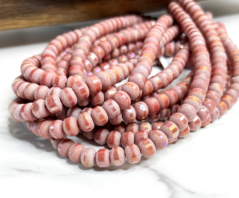 8mm Frosted Striped Beads | 17 Different Colors of 8mm Frosted Striped Glass Beads | DIY Jewelry Making | 15" Strand |56 Beads per Strand