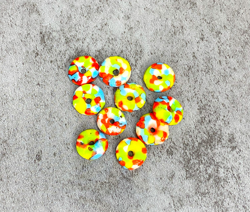 14mm African Fused Glass Disc | Recycled Glass Donut Beads | 6 Finishes | DIY Jewelry Designs | 10 Pieces