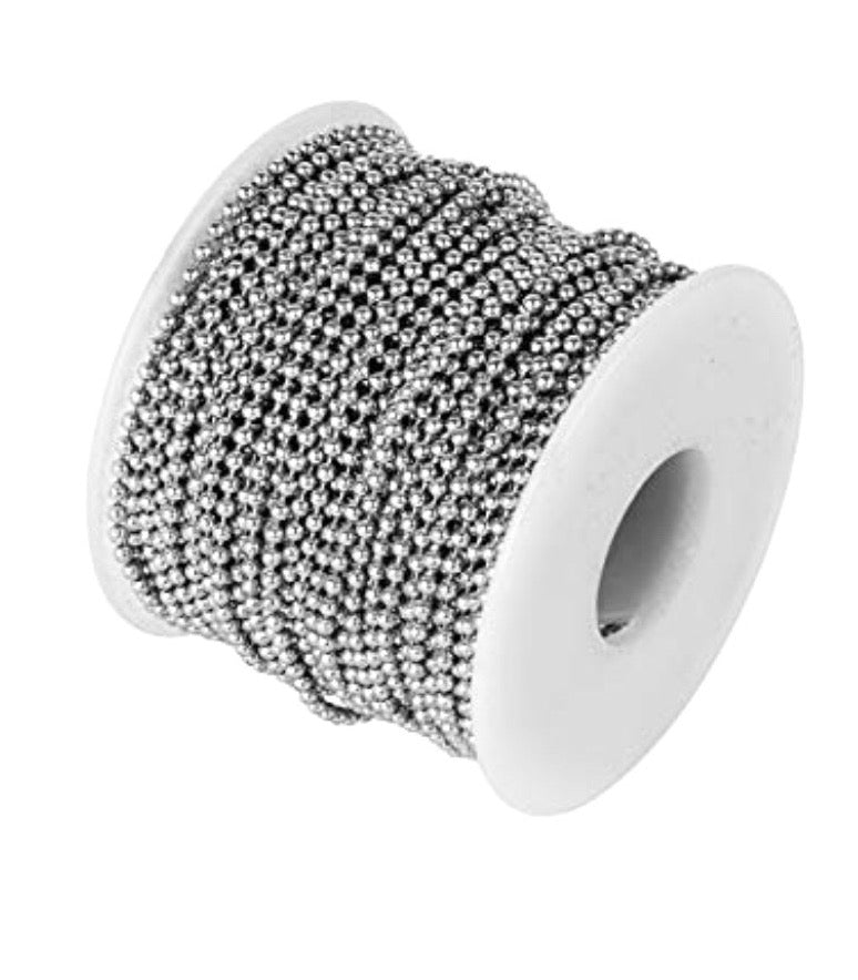 6mm Stainless Steel Ball Chain with Connector | Stainless Steel Bead Chain  & Matching Connector Pack | Long Adjustable Metal Ball Chains with