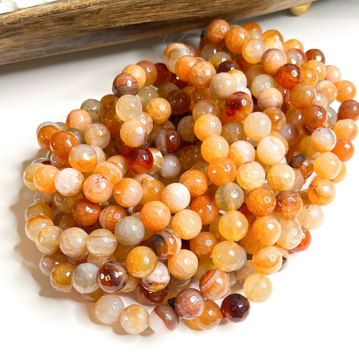 12mm Faceted Agate | Peach Faceted Agate | DIY Jewelry Making | 15" Strand 32 Beads per Strand