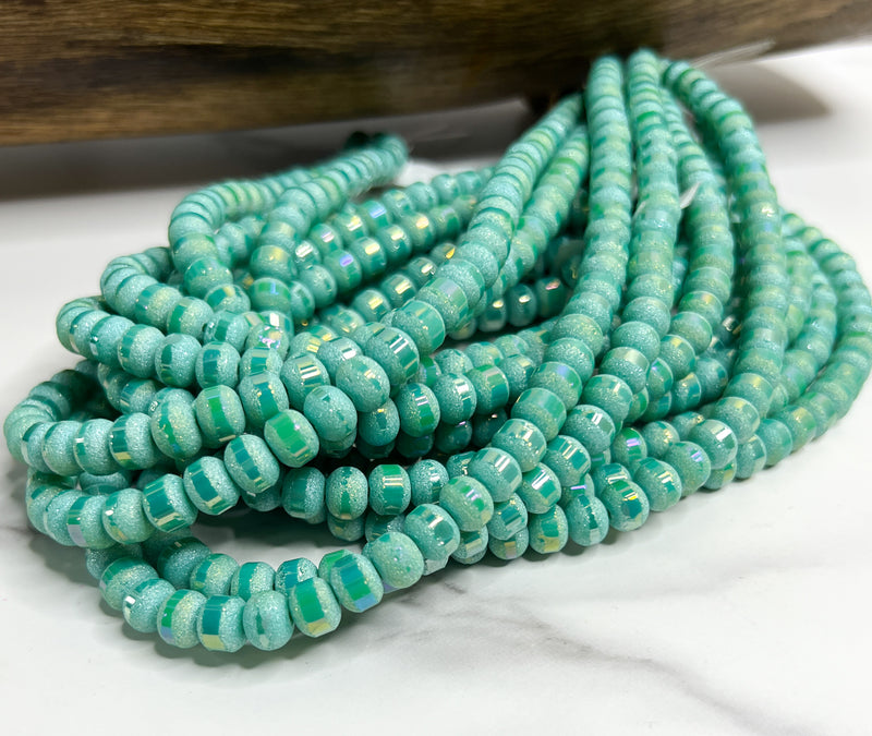 8mm Frosted Striped Beads | 17 Different Colors of 8mm Frosted Striped Glass Beads | DIY Jewelry Making | 15" Strand |56 Beads per Strand