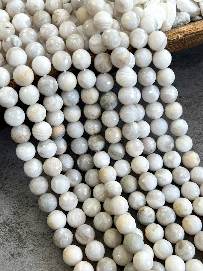 Faceted White Lace Agate