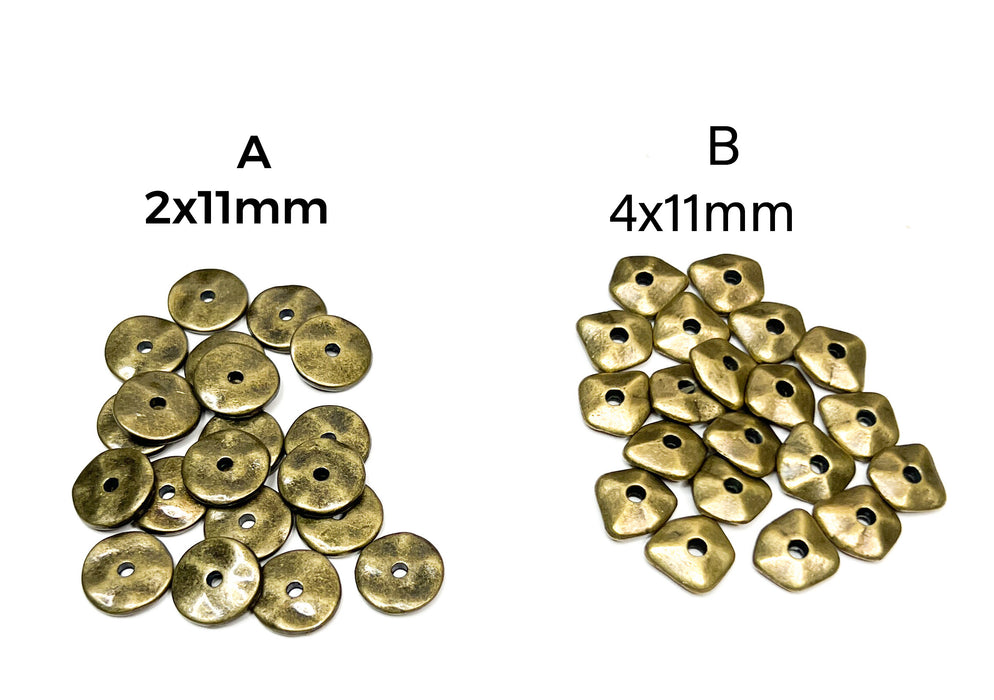 (20) Textured Antique Bronze Metal Disc Spacers | Metal Textured Spacer Beads | Antique Bronze Metal Beads | DIY Jewelry Design