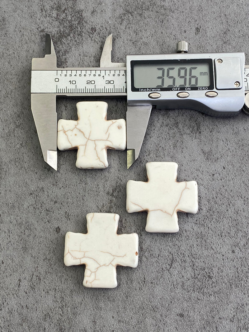 35mm - 36mm Magnesite Greek Cross Stone Beads with 1.5mm Hole | Magnesite Cross | Jewelry Making | DIY Jewelry Making | One Greek Cross