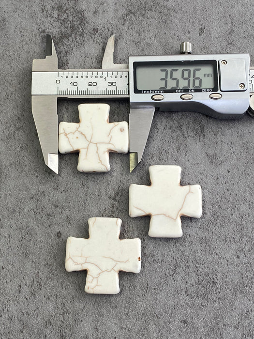 35mm - 36mm Magnesite Greek Cross Stone Beads with 1.5mm Hole | Magnesite Cross | Jewelry Making | DIY Jewelry Making