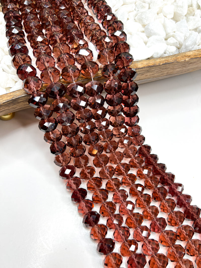 Faceted Plum Color Rondelle Crystals