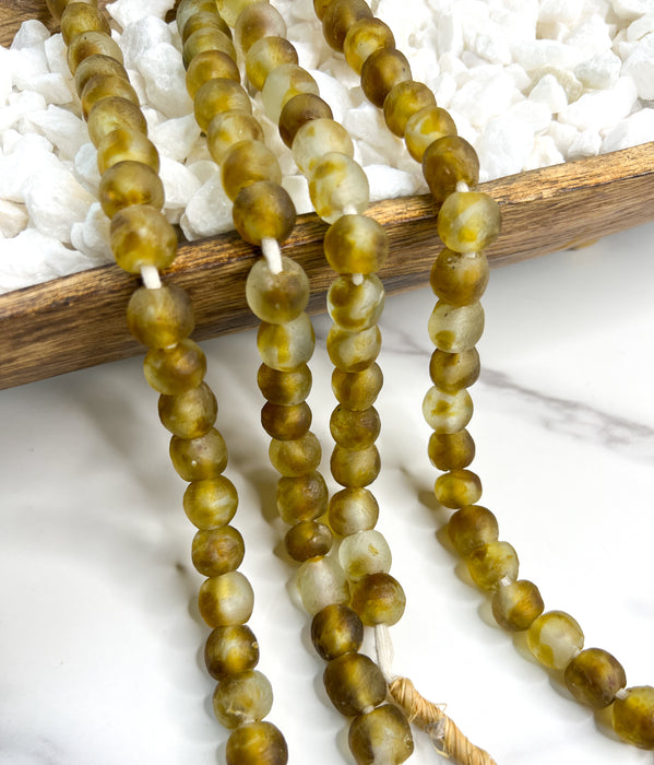 10mm Recycled African Glass Beads | Made in Ghana | African Sea Glass | Round Handmade Glass Beads | Large Hole |DIY Jewelry Making | Approximately 47 Beads per Strand
