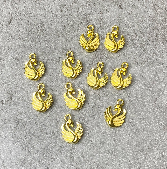 16mm Gold Swan Charms