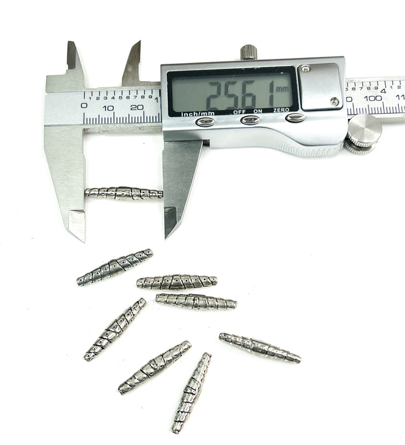 5x25mm Spotted Pewter Spacer Beads | 10 Pcs