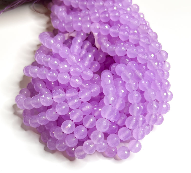 8mm Faceted Natural Purple (Lavender) Agate Gemstone Beads | Stone Faceted Beads | Agates Round Beads for Jewelry Making | DIY Bracelets |15.5" Strand Approx. 50 Beads per strand