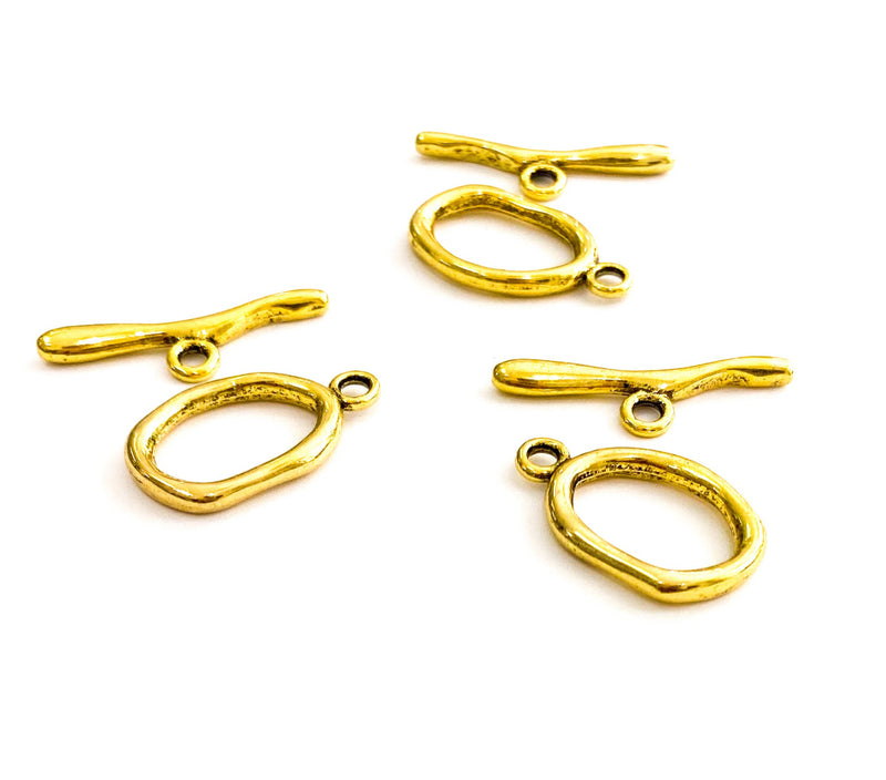 1" Bright Gold Oval Toggle Clasp | Gold Filled Round Oval Toggle Clasps | DIY Jewelry Designs | 3 Pcs