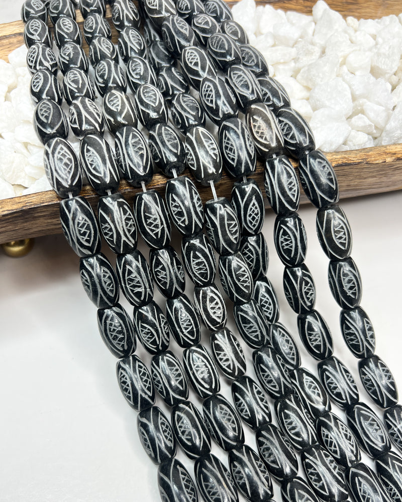 Carved Jade Barrel Beads | Natural Beads | Column Stone Beads | Tube Shape Jade Stone Engraved Beads | DIY Jewelry Making