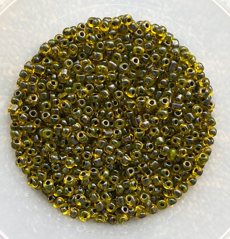 6/0 Black Lined Translucent Yellow