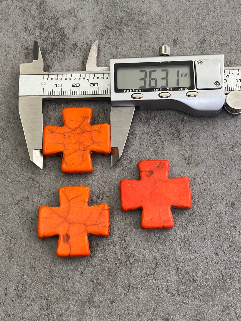 35mm - 36mm Magnesite Greek Cross Stone Beads with 1.5mm Hole | Magnesite Cross | Jewelry Making | DIY Jewelry Making | One Greek Cross