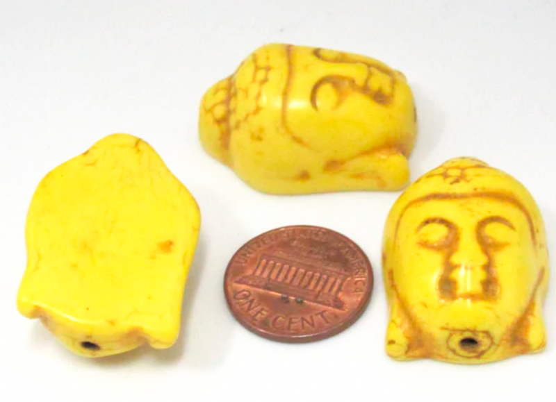 30mm Magnesite Buddha Head | Mixed Colors | Carved Buddha Beads | DIY Jewelry Designs | 1 piece