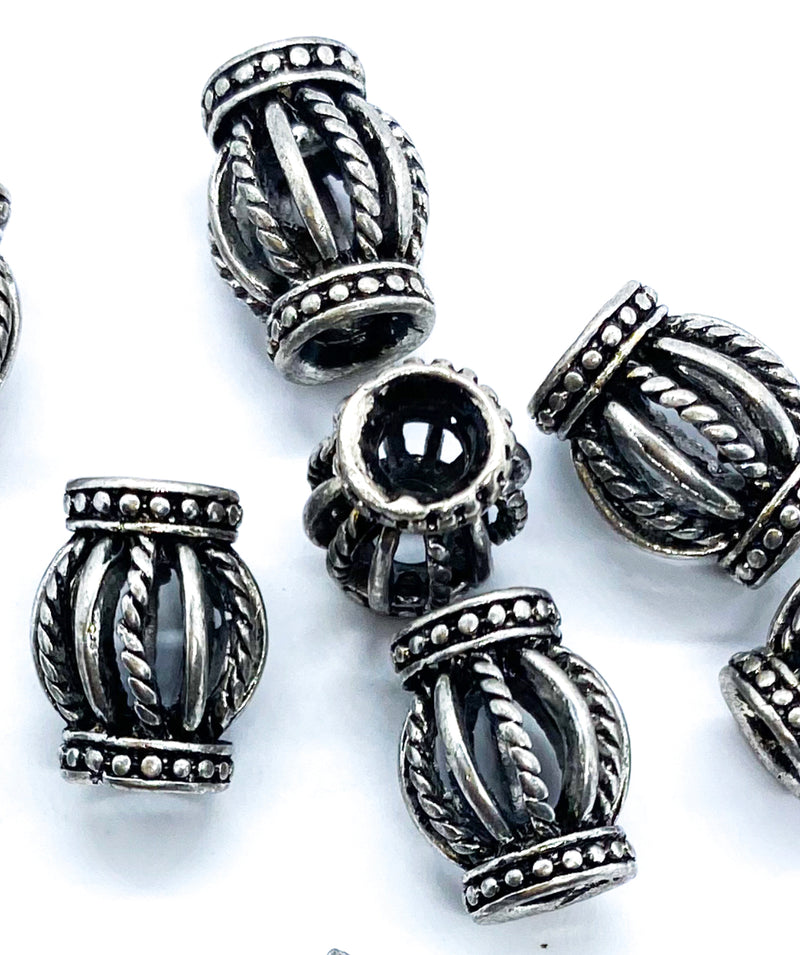 14mm Antique Silver Hollow Connector Spacers | Antique silver spacer beads | Silver Connectors | DIT Jewelry Designs | 3 pcs