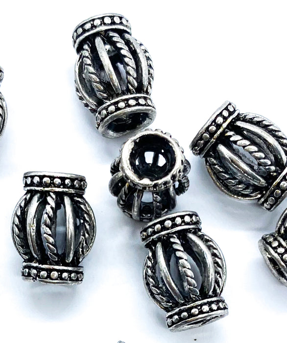 14mm Antique Silver Hollow Spacers