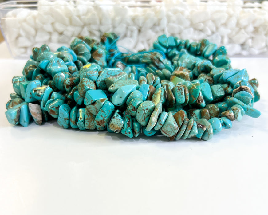 Turquoise Magnesite Tumbled Chip Stone | Irregular Shaped Drilled Beads | Turquoise Magnesite Chip Beads