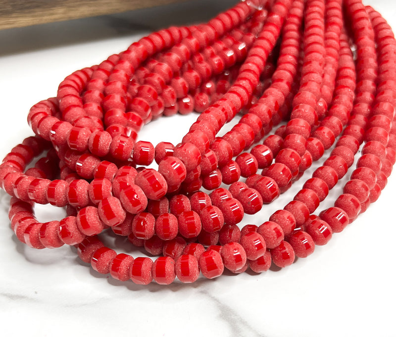 8mm Frosted Striped Beads | 17 Different Colors of 8mm Frosted Striped Glass Beads | DIY Jewelry Making | 15" Strand |56 Beads per Strand