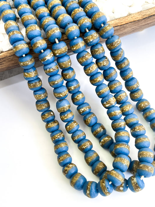 14mm Krobo Handmade Round Glass Beads from Ghana Africa | Glass Beads | Striped Ghana Powder Glass Beads | Made from African Bottle Glass | Approx 46 pcs