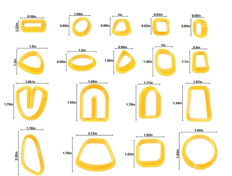 18 Piece Polymer Clay Cutters | DIY Clay Cutters Shapes for Polymer Jewelry Maker | DIY Crafts Clay Earring | Yellow