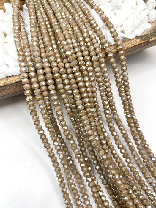 4x6mm Faceted Taupe Crystal Rondelle Beads