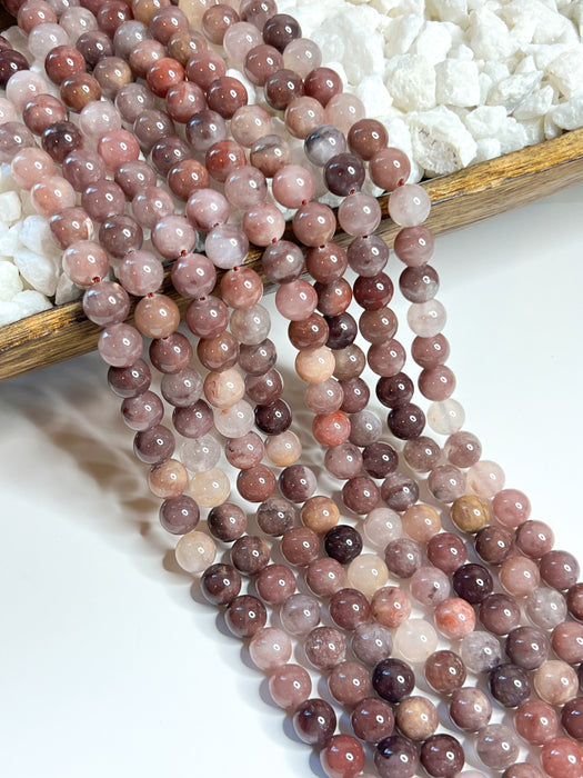 10mm Smooth Purple Berry Quartz Gemstone Beads| Berry Quartz | Healing Gemstone Beads | 15" Strand 36 Beads per Strand