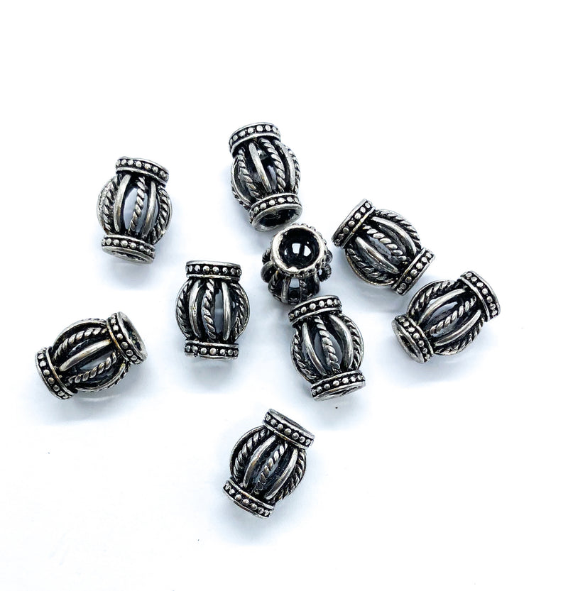 14mm Antique Silver Hollow Connector Spacers | Antique silver spacer beads | Silver Connectors | DIT Jewelry Designs | 3 pcs