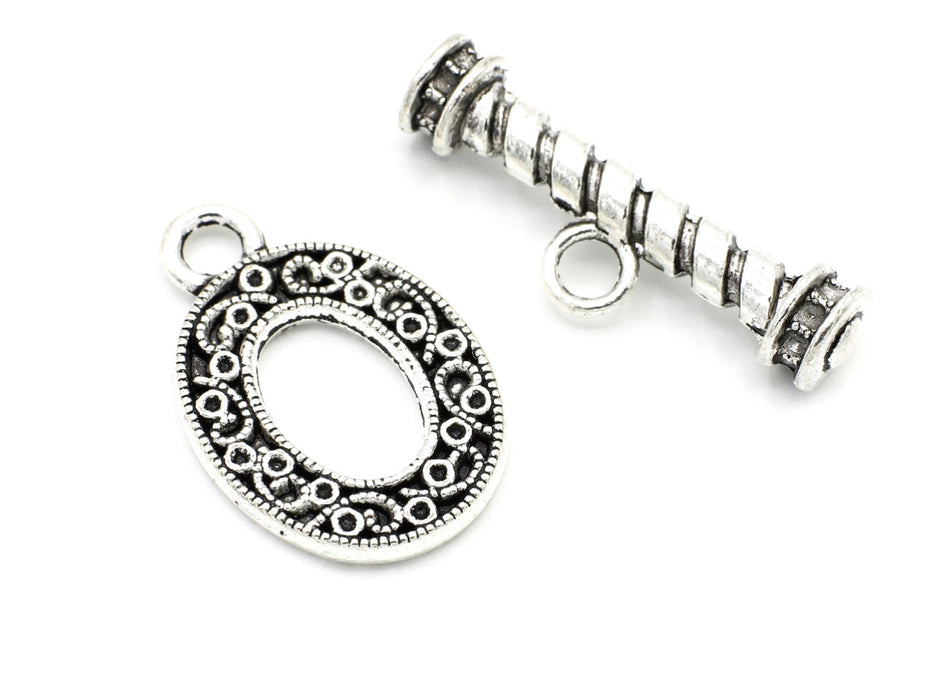 32mm Antique Silver Bali Style Toggle Clasp