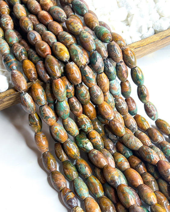 12x20mm Agate Barrel Beads | Brown and Green Agate Barrel Beads | DIY Jewelry Designs | 19bps