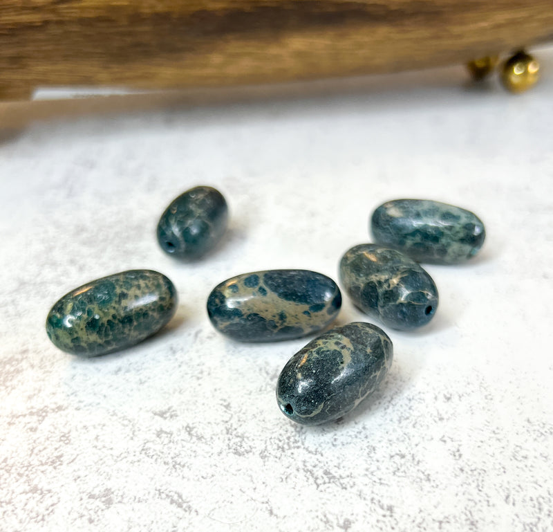 30mm Green Sea Sediment Jasper Focal Beads Green Jasper | 30x12mm | 1pcs