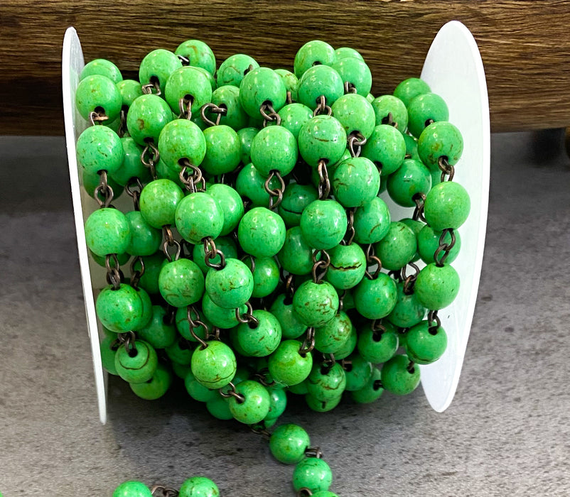 8mm Lime Green Magnesite Chain