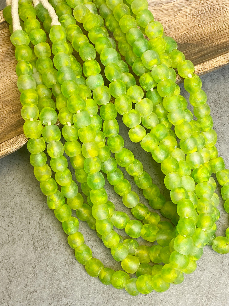 14mm Recycled African Glass Beads | Made in Ghana | African Sea Glass | Round Handmade Glass Beads | Large Hole |DIY Jewelry Making | Approximately 42 Beads per Strand