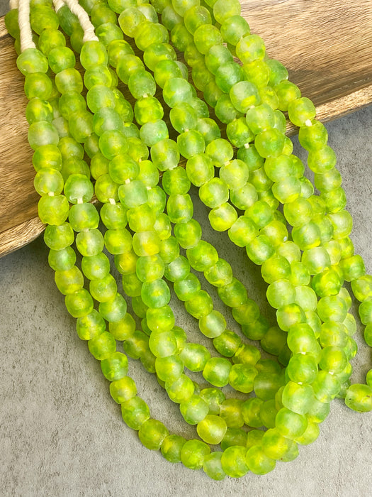 14mm Recycled African Glass Beads | Made in Ghana | African Sea Glass | Round Handmade Glass Beads | Large Hole |DIY Jewelry Making | Approximately 42 Beads per Strand