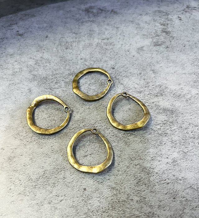 Antique Gold Wavy Hoops