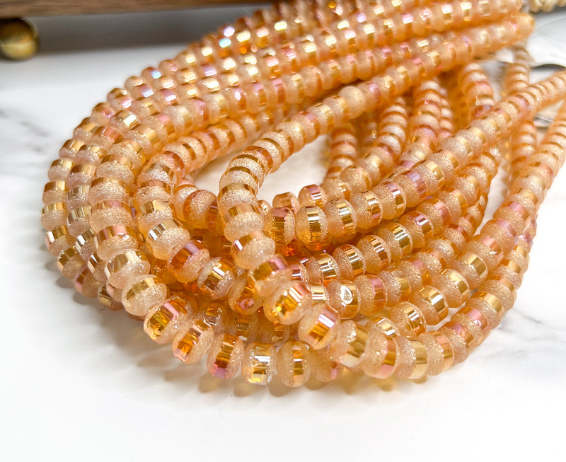 8mm Frosted Striped Beads | 17 Different Colors of 8mm Frosted Striped Glass Beads | DIY Jewelry Making | 15" Strand |56 Beads per Strand