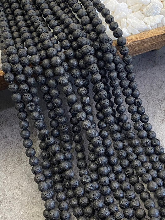 8mm Black Lava Beads