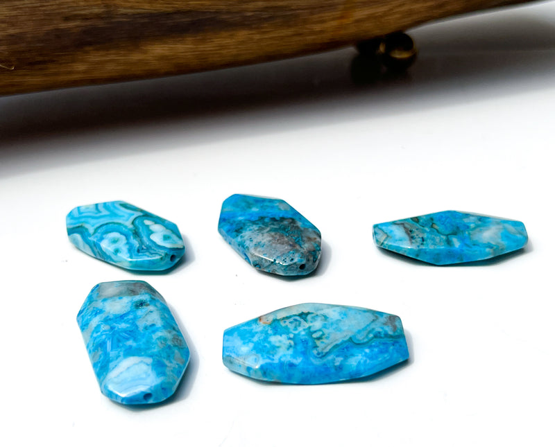 40-41mm Blue Crazy Lace Agate Focal Beads | Crazy Lace Centerpiece Beads | DIY Jewelry Designs