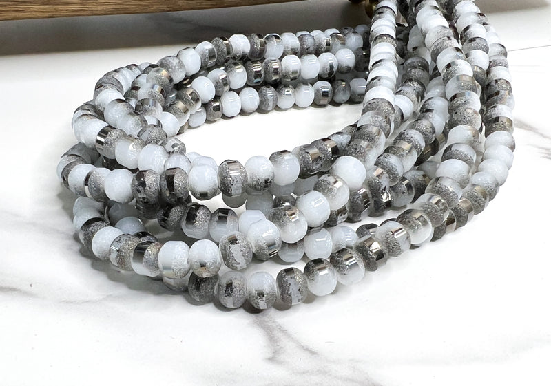 8mm Frosted Striped Beads | 17 Different Colors of 8mm Frosted Striped Glass Beads | DIY Jewelry Making | 15" Strand |56 Beads per Strand