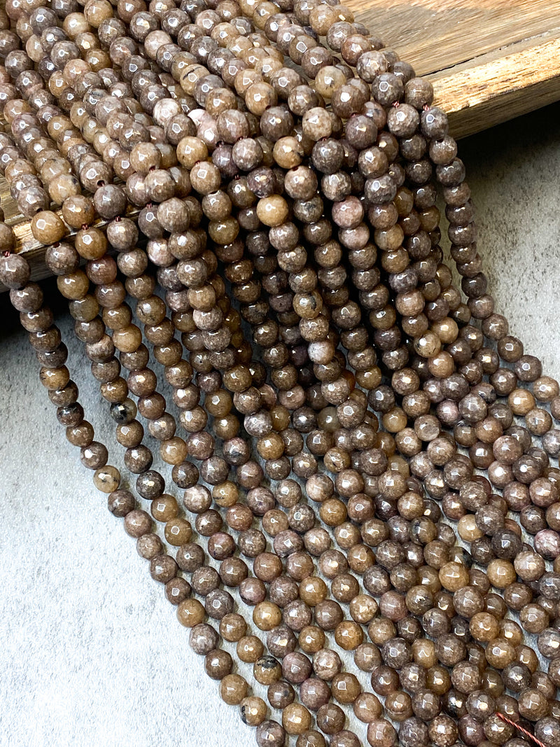 6mm Faceted Brown Jade