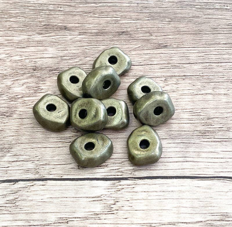 (10) 5x13m Textured Metal Disc Spacers | Metal Textured Spacer Beads | Metal Beads | DIY Jewelry Design