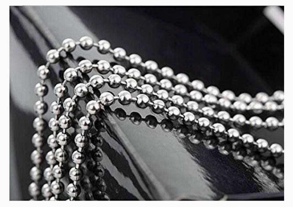 6mm Stainless Steel Ball Chain with Connector | Stainless Steel Bead Chain & Matching Connector Pack | Long Adjustable Metal Ball Chains with Connectors | Jewelry Findings (6mm Bead)