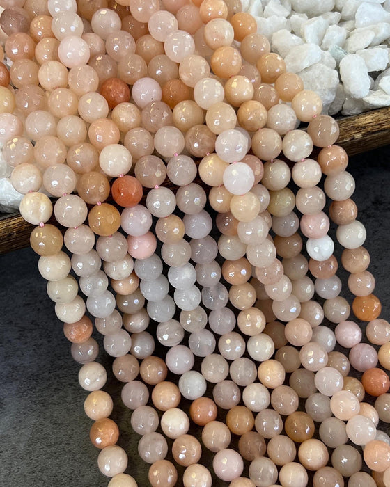 Faceted Peach Aventurine Gemstone Beads | Faceted Round Peach Beads Gemstone | 10mm and 12mm15" Strand | DIY Jewelry Making