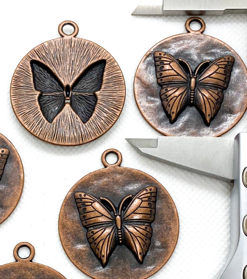 Copper Butterfly Coin Charms
