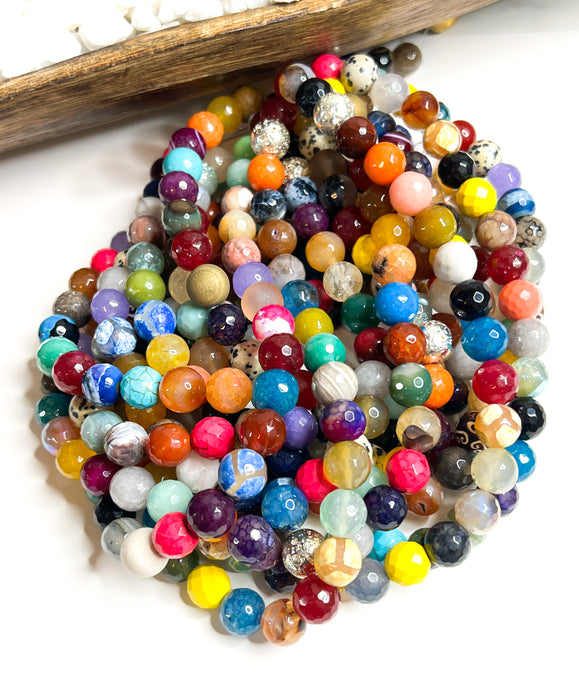 Natural Mixed Stone Beads | 10mm & 12mm | Multicolor Faceted & Smooth | DIY Jewelry Making | 15” Strand