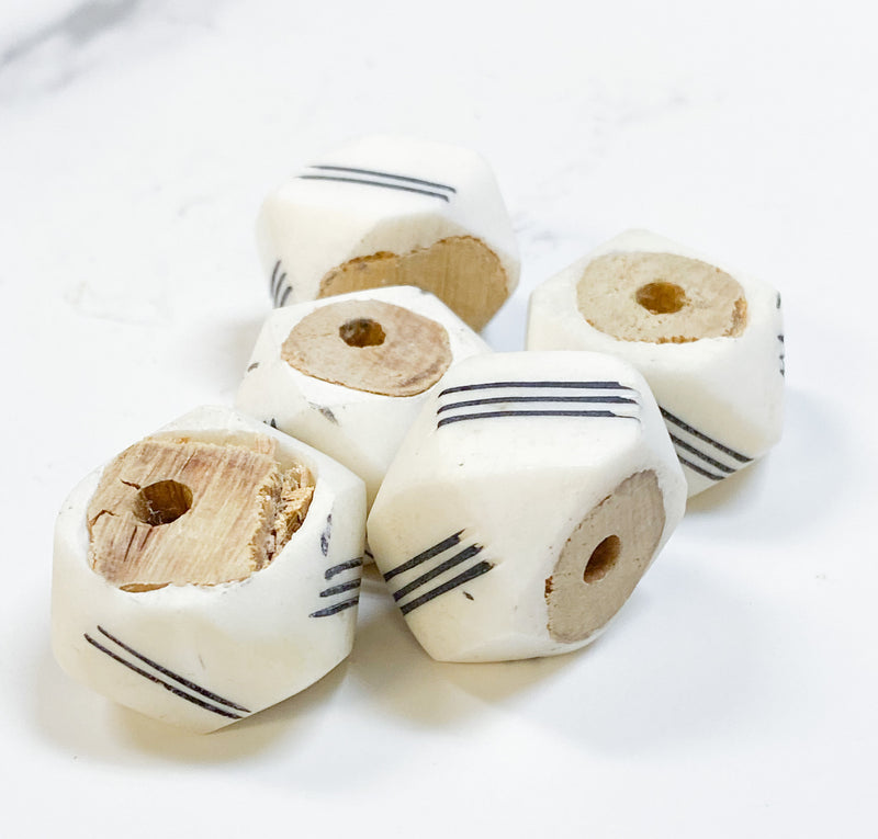 21mm Lined Batik Bone Beads