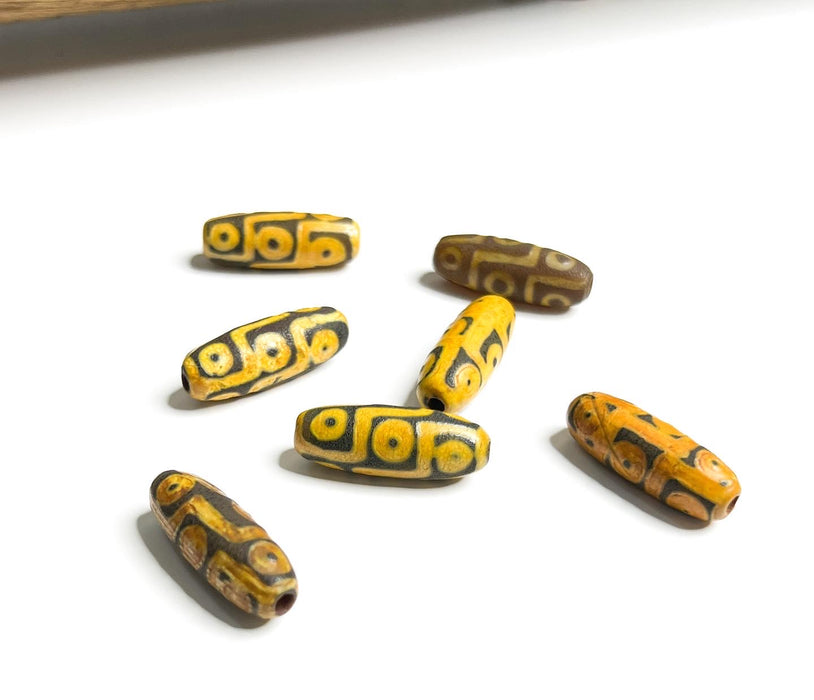 30mm Yellow Tibetan Agate Focal Beads
