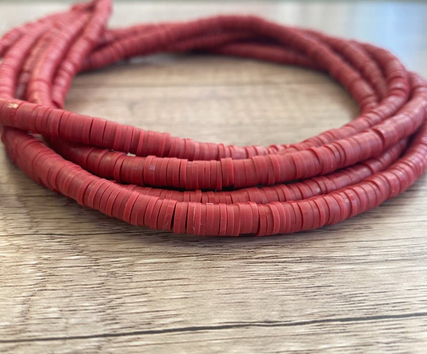 6mm Red Clay Heishi Disc Beads